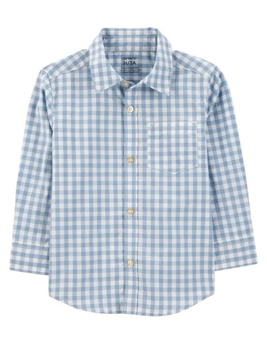 Carter's Other - Carter’s Toddler Boys Size 3T Plaid Long Sleeve Button Front Shirt Blue White
